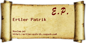 Ertler Patrik névjegykártya